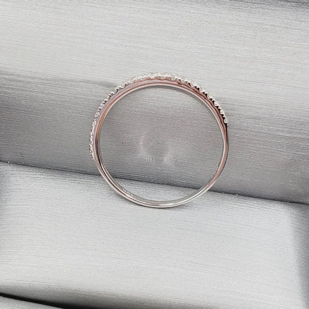 10k Solid White Gold Genuine Zircon Wedding Band Ring